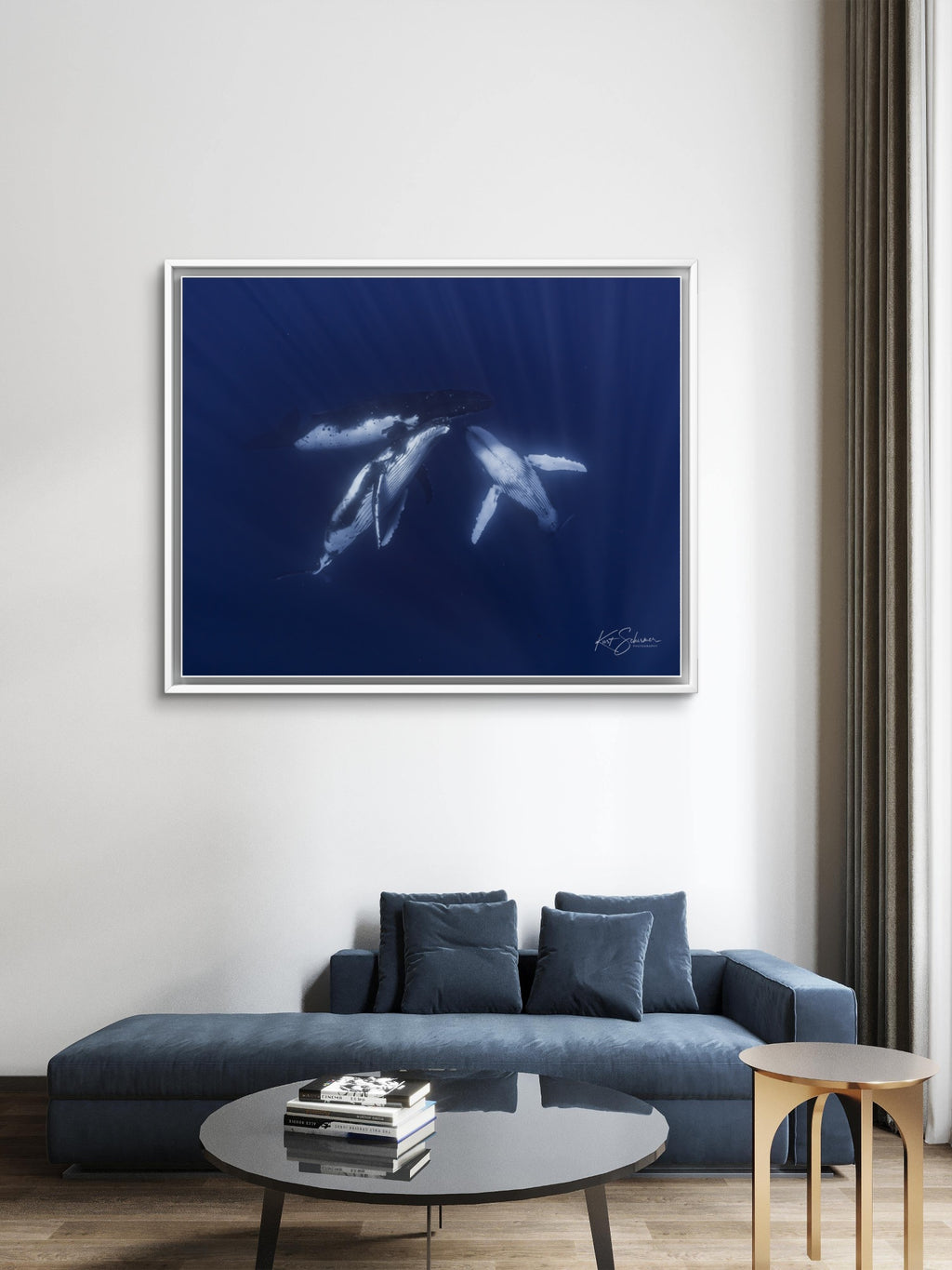 Coming Together - Three Humpback Whales in Moorea – Underwater Whale Photography Wall Art Print