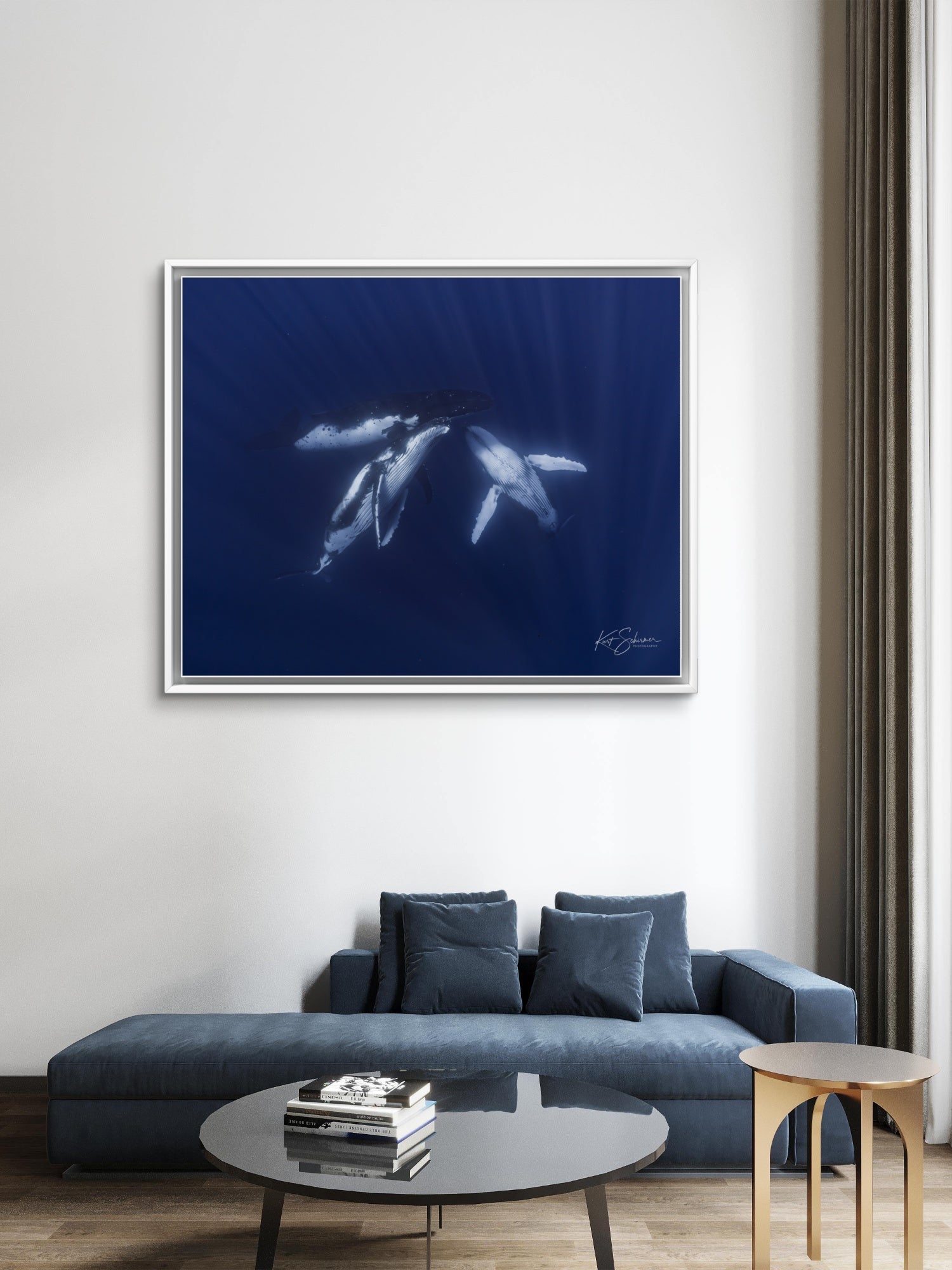 Coming Together - Three Humpback Whales in Moorea – Underwater Whale Photography Wall Art Print