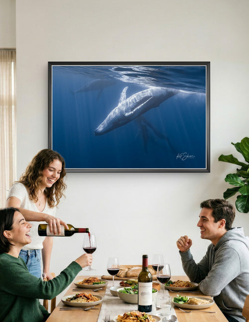 Humpback Whale Family in Moorea – Underwater Ocean Photography Wall Art Print